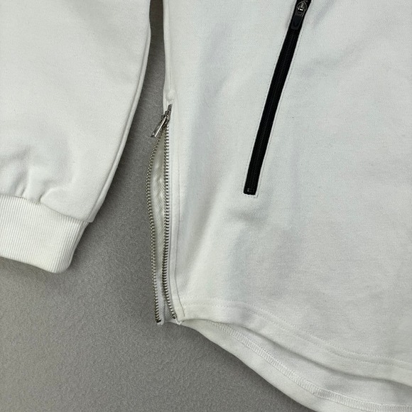 ASRV Hoodie Mens Large White Longline Terry Pullover Gym Athletic Slim-Fit - Picture 3 of 12